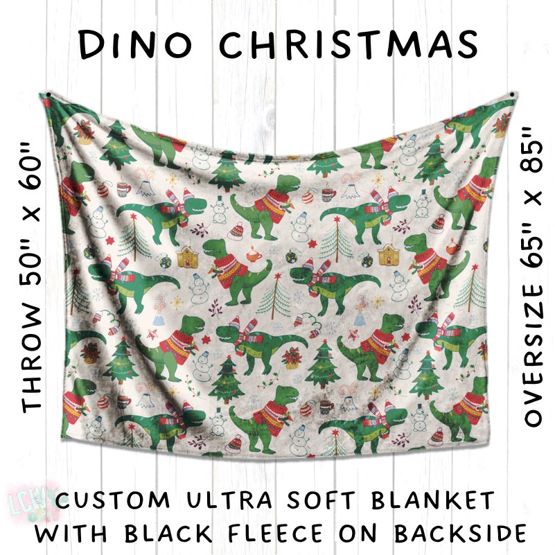 Ready To Ship - Cozy Christmas Blankets Presale - Dino Christmas Blanket