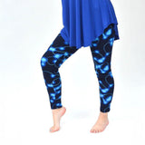 Neon Blue Heart Print Leggings - Adult & Kid Sizes