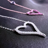 Double Heart 925 Sterling Silver Necklace 18"+2" | White CZ or Rose Gold Ruby Sapphire CZ | Dainty Gift for Her