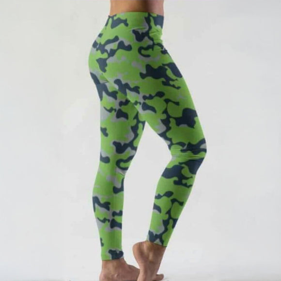 Seahawks Green & Blue Camo Print Soft Leggings
