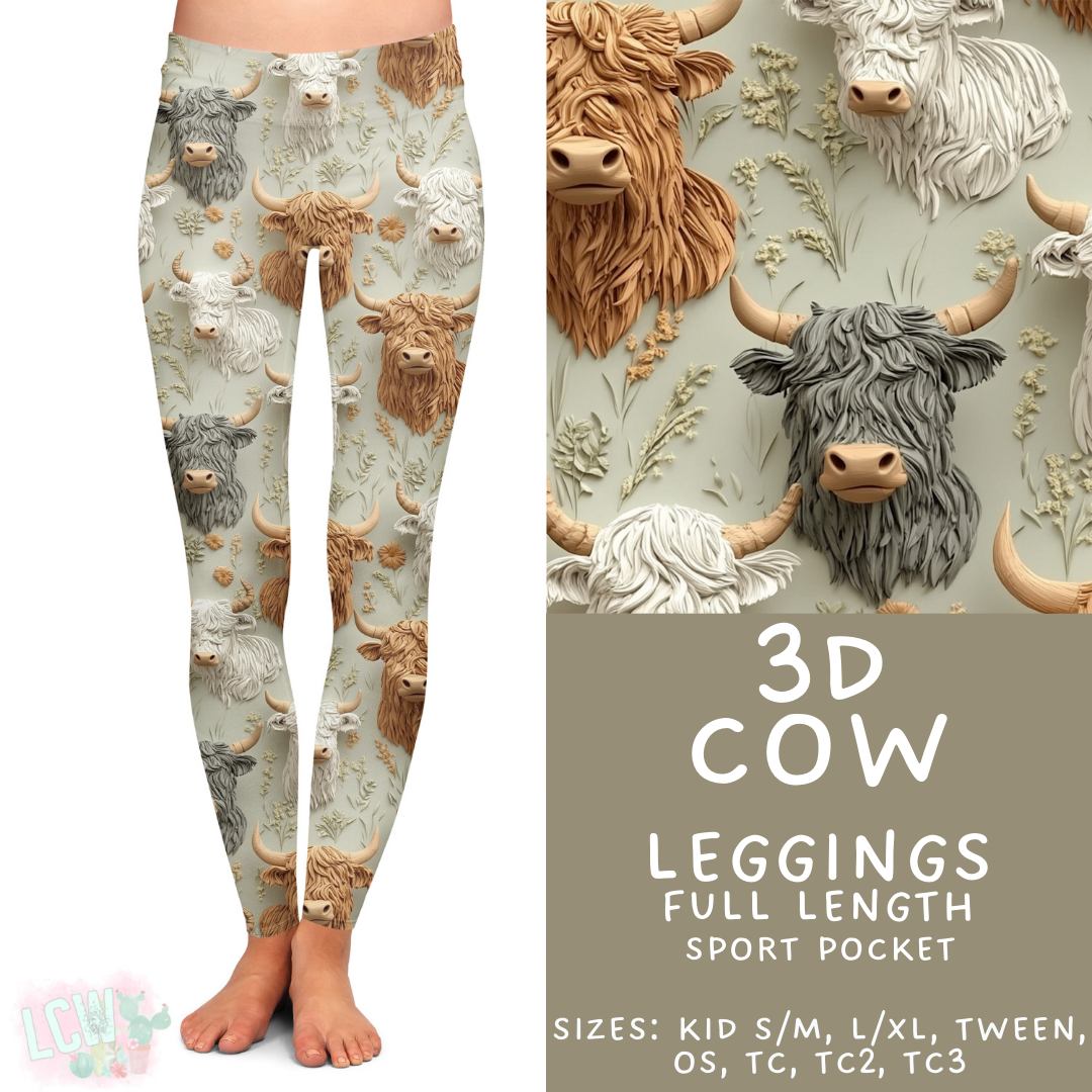 Batch #462 - Fun Run 17 - Closes 12/10 - ETA late Jan - 3D Cow Full Length Leggings