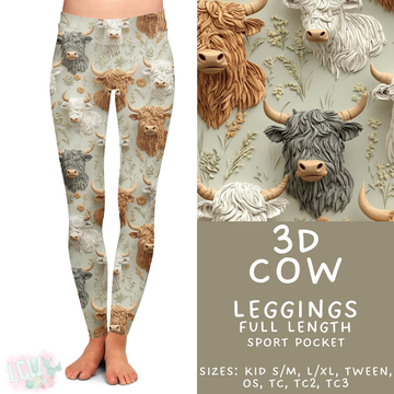 Batch #462 - Fun Run 17 - Closes 12/10 - ETA late Jan - 3D Cow Full Length Leggings