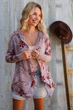 Find Love Bronze Long Sleeve Floral Print Open Cardigan Hoodie