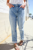 Judy Blue High-Rise Boyfriend Cuffed Hem Star Pocket Jeans