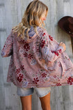 Find Love Bronze Long Sleeve Floral Print Open Cardigan Hoodie
