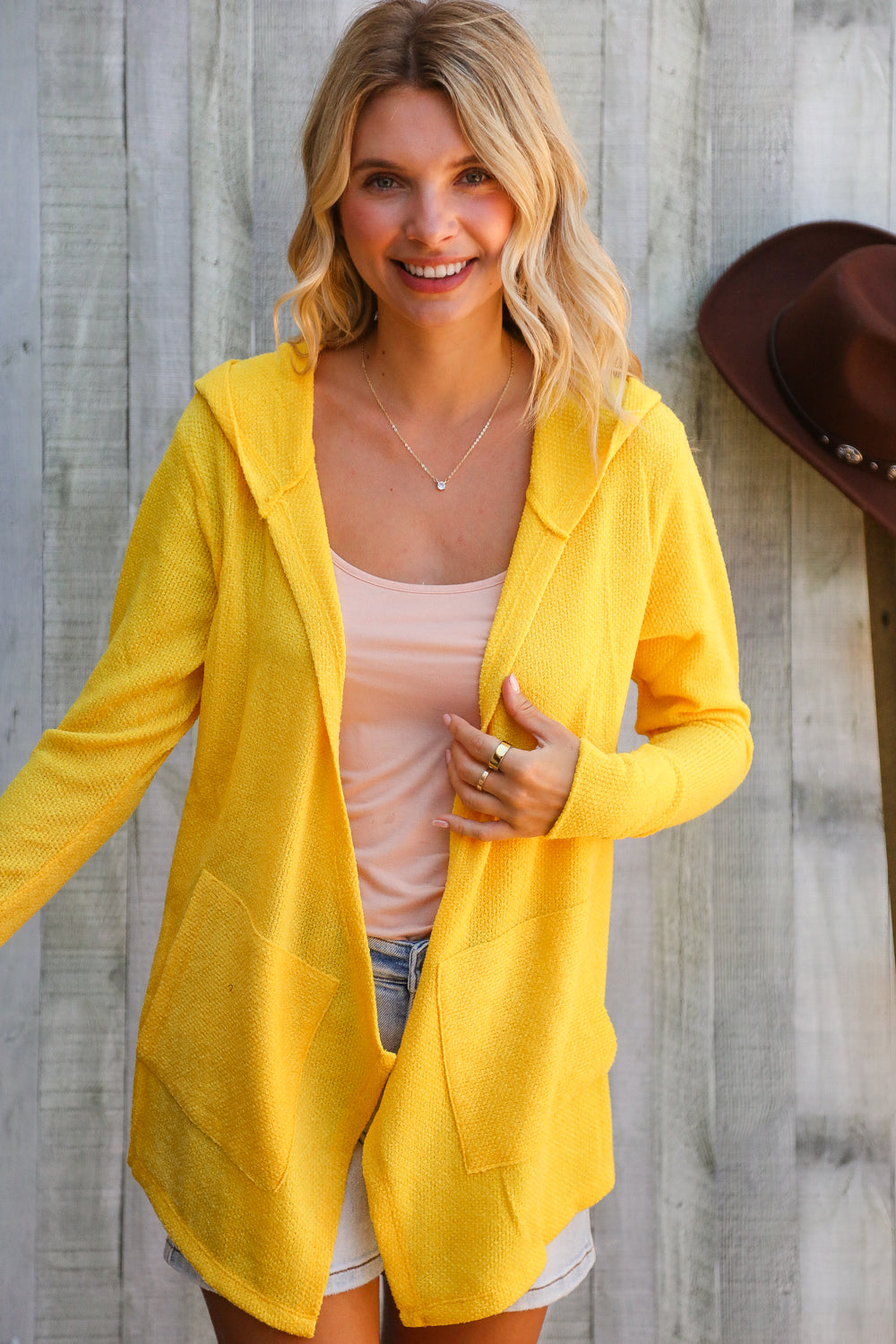 Coastal Breeze Sunflower Long Sleeve Open Hoodie Cardigan