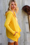 Coastal Breeze Sunflower Long Sleeve Open Hoodie Cardigan