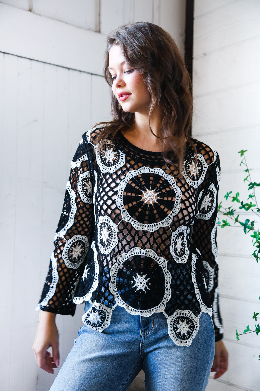 In Retro Bloom Black Crochet Lace Cover Up