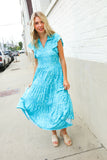 Find Love Blue Boho Print Flutter Sleeve Fit & Flare Dress