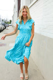 Find Love Blue Boho Print Flutter Sleeve Fit & Flare Dress