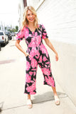 Spring Vibes Black Floral Print Ruffle Sleeve Wide Leg Jumpsuit