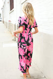 Spring Vibes Black Floral Print Ruffle Sleeve Wide Leg Jumpsuit