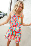 Find Love Multicolor Neck Ribbon Tie Bow Flare Hem Romper
