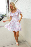 Lock Eyes Cream Floral Print Sweetheart Neck Fit & Flare Dress