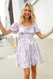 Lock Eyes Cream Floral Print Sweetheart Neck Fit & Flare Dress
