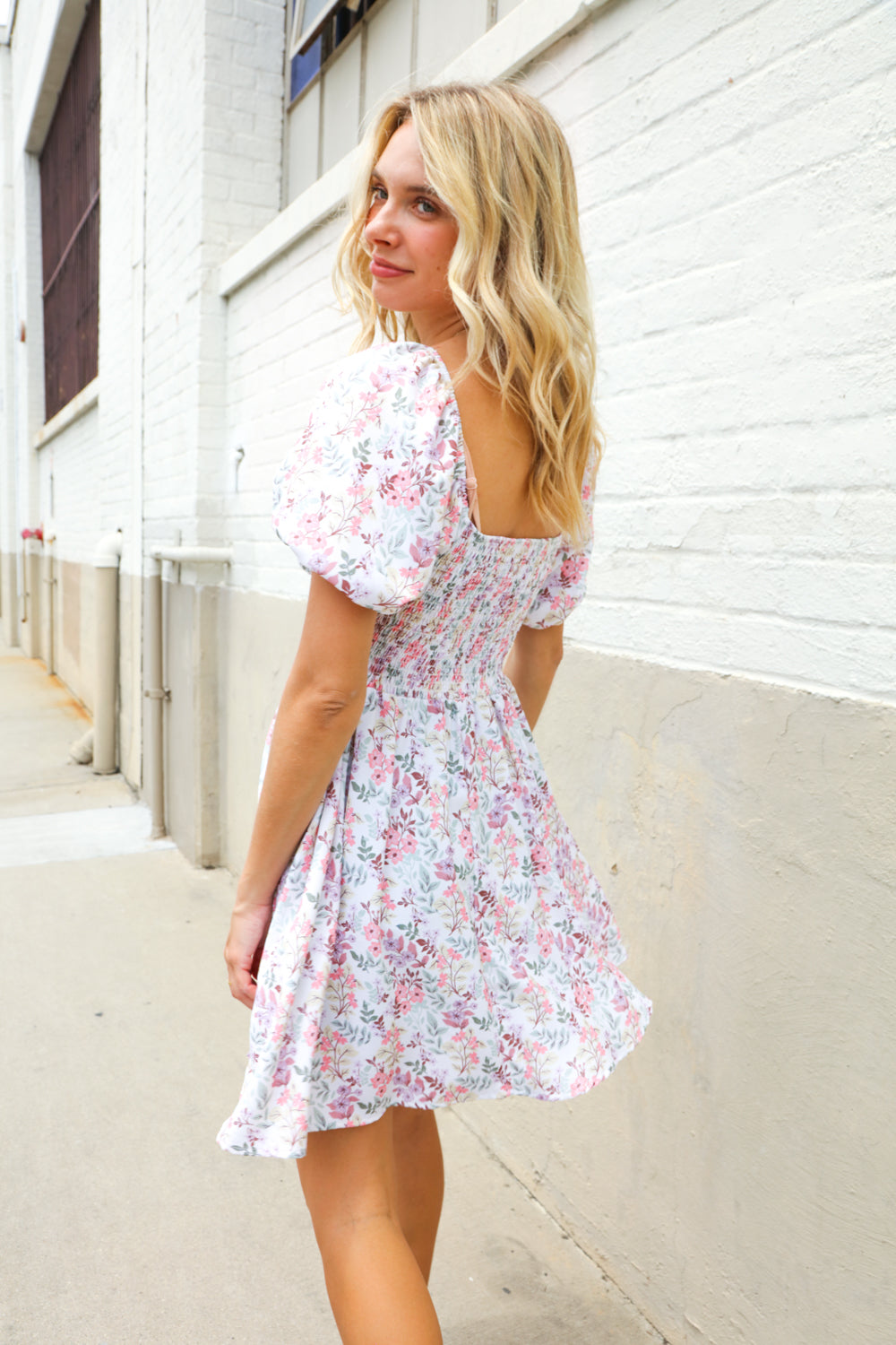 Lock Eyes Cream Floral Print Sweetheart Neck Fit & Flare Dress