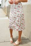 Put Together Ivory Front Slit Floral Print Lined Midi Skirt