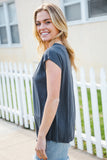 Charming In Charcoal Asymmetrical Shirred Modal Top