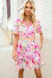 Beautiful You Rose Floral Print Ric Rack Trim Babydoll Dress