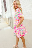 Beautiful You Rose Floral Print Ric Rack Trim Babydoll Dress
