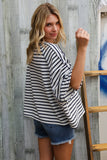 Casual Chic Cotton Navy & Cream Stripe Raglan 3/4 Sleeve Pullover
