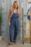 Weekend Ready Cotton Denim Baggy Leg Bib Overall Jumper