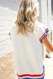 Holiday Ready Red/White & Blue USA Embroidery Dolman Top