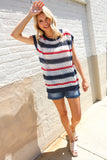 Feeling Festive Red White & Blue Striped Crochet Sweater Top