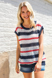 Feeling Festive Red White & Blue Striped Crochet Sweater Top