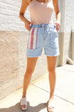 Adorable You High Rise Stars & Stripes Pocket Drawstring Shorts