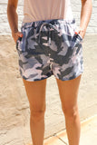 Be Bold Pink/Black Camo French Terry Pocket Shorts