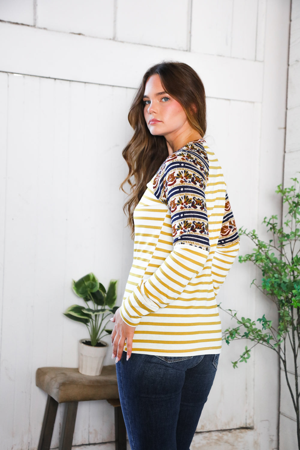 Stripes for Days Vintage Floral Raglan
