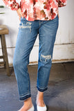 JUDY BLUE Boyfriend Fit Rip Denim Jeans