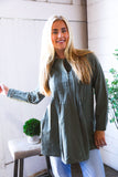 Read Between the Lines Olive Button Cotton Tunic
