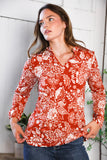 Vintage Botanical Rust Top