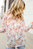 The Feminine Touch Chiffon Button-Down Floral Ruffle Sleeve Blouse