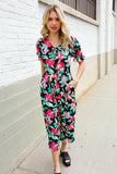 Spring Vibes Tropical Floral Ruffle Sleeve Wide Leg Jumpsuit