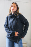 Buttoned Bliss Black Cozy Sweater