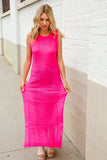 The Perfect Find Hot Pink Pointelle Sleeveless Side Slit Midi Coverup