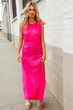 The Perfect Find Hot Pink Pointelle Sleeveless Side Slit Midi Coverup