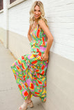 Sunny Days Abstract Print Tiered Ruffle Smocked Sleeveless Maxi