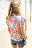Perfect Find Ivory Floral Leaf Print Short Sleeve Babydoll Top