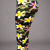 Plumeria Flower Camo Print Leggings