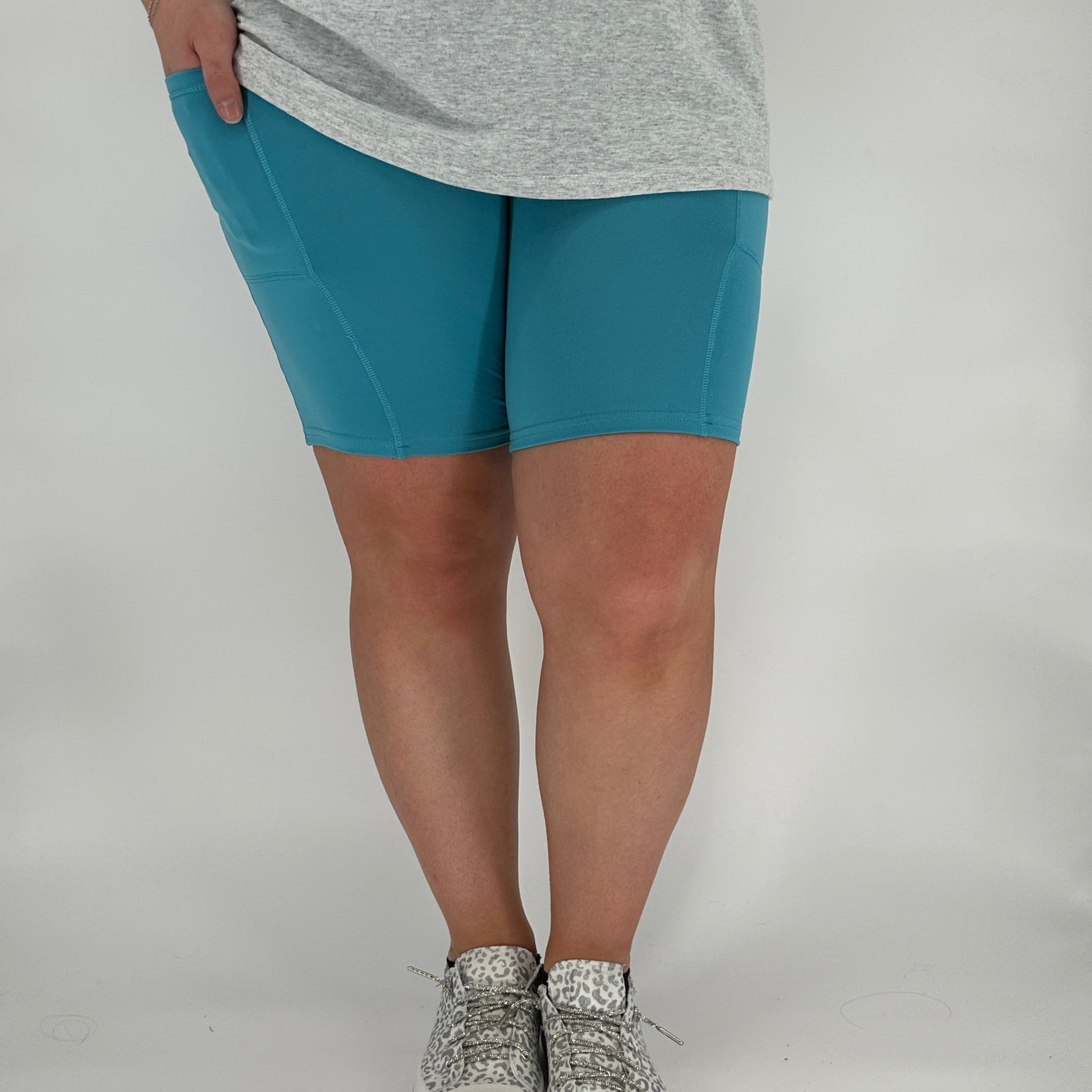 Baby Blue Biker Shorts w/ Pockets