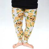 Golden Skull Yellow Rose Print Soft Leggings