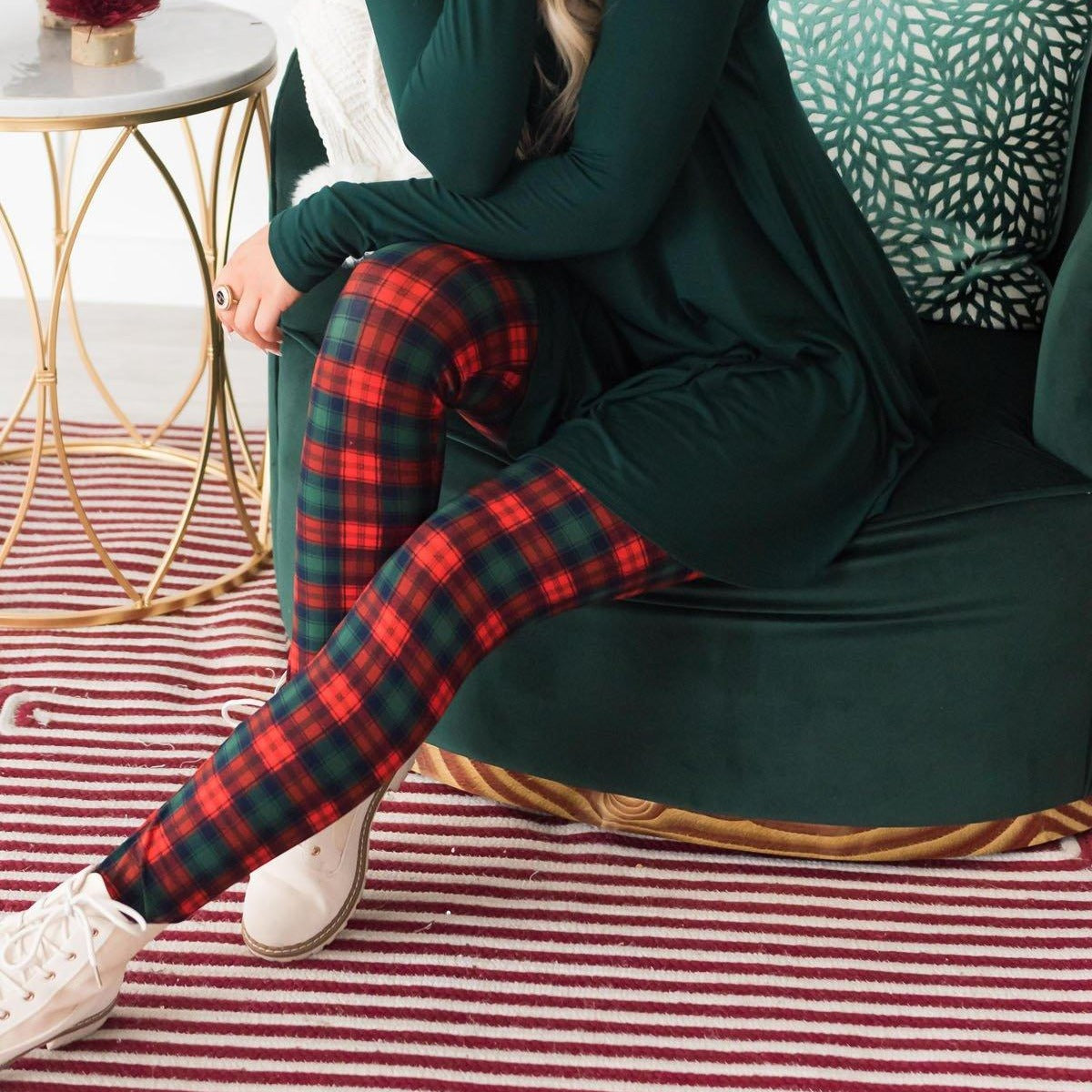 Green & Red Christmas Plaid Leggings