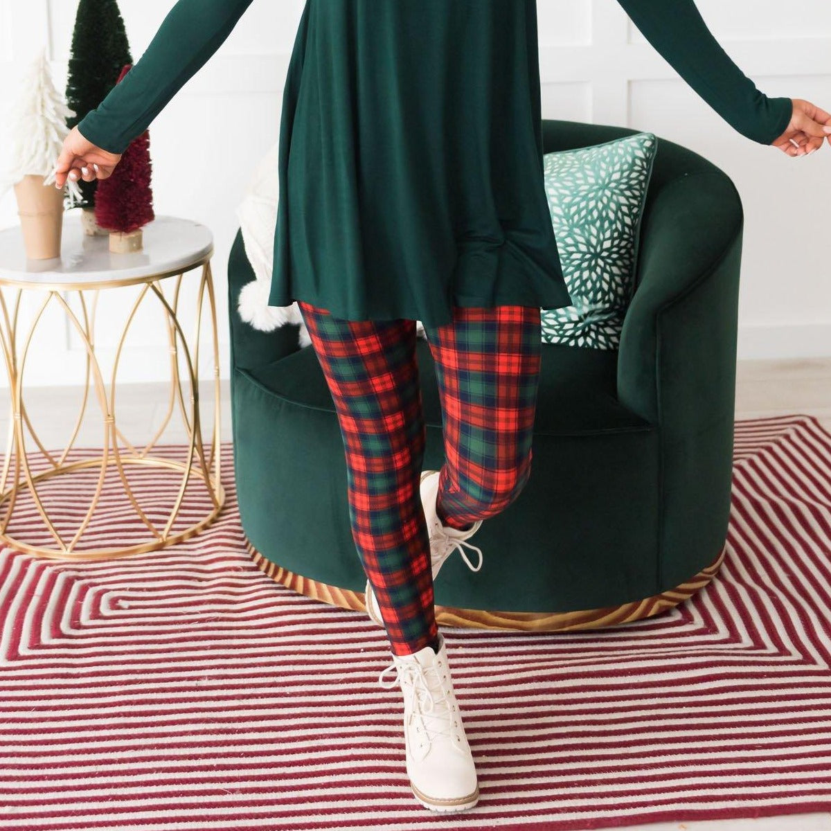 Green & Red Christmas Plaid Leggings