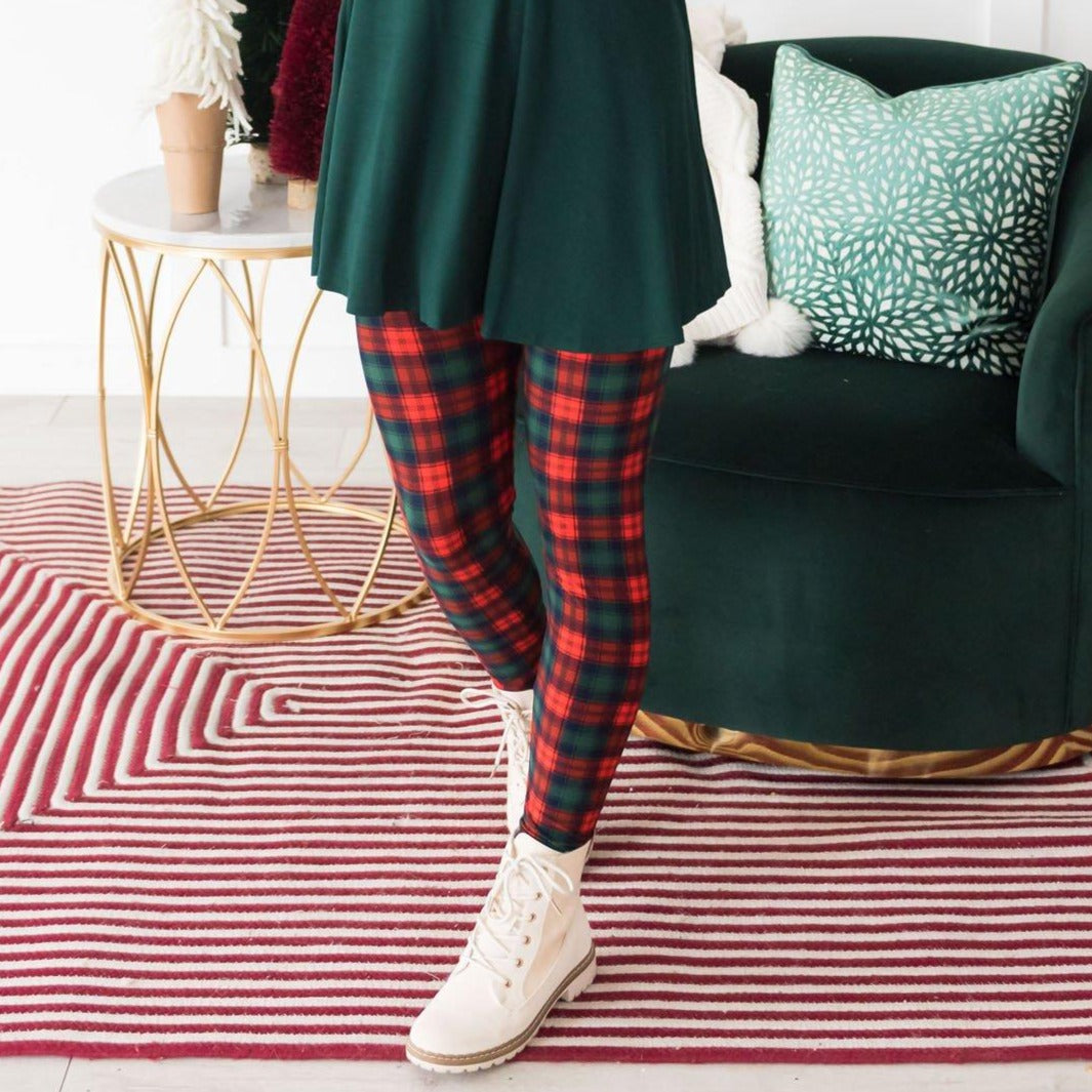 Green & Red Christmas Plaid Leggings
