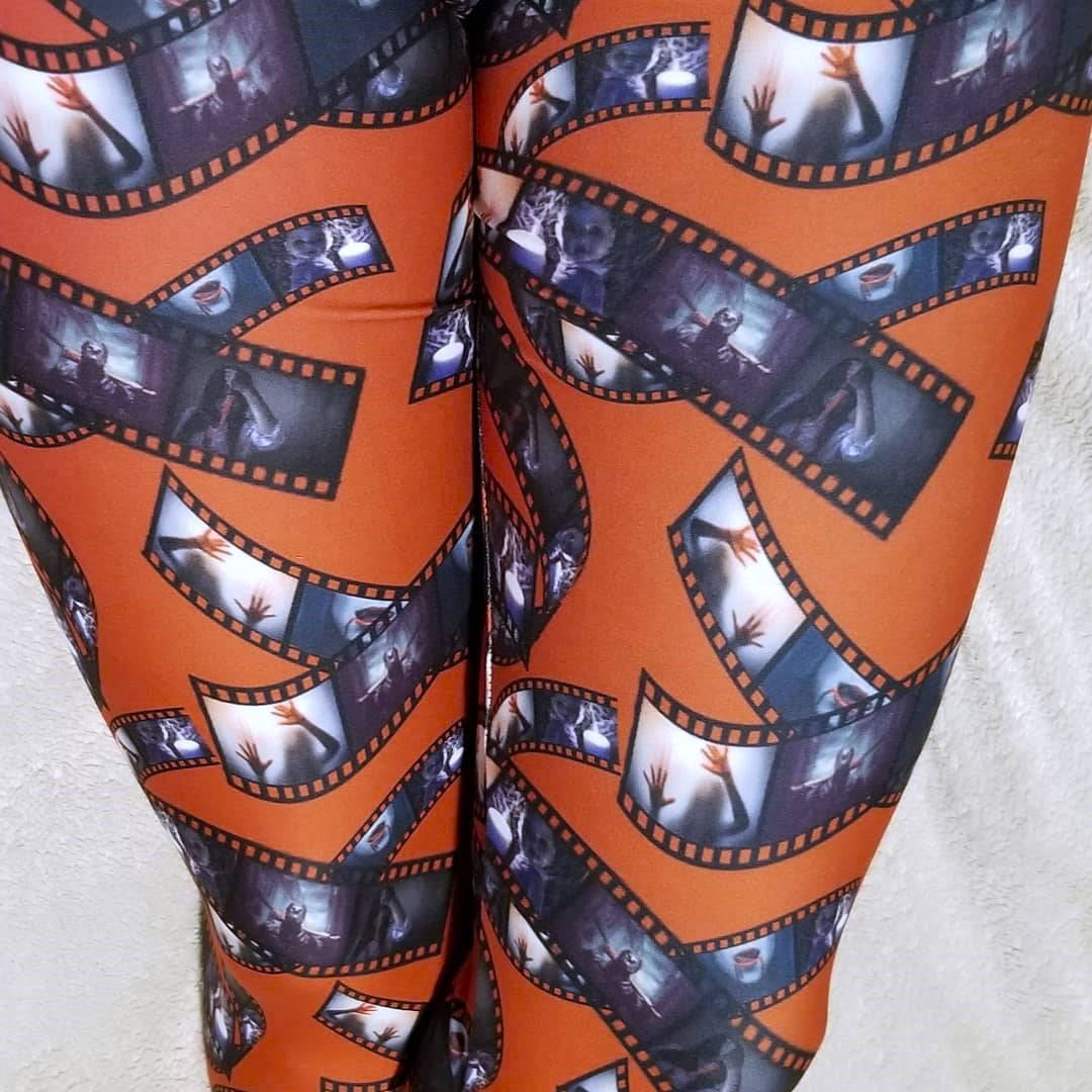 Horror Movie Retro Film Blood Red Print Leggings