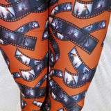 Horror Movie Retro Film Blood Red Print Leggings